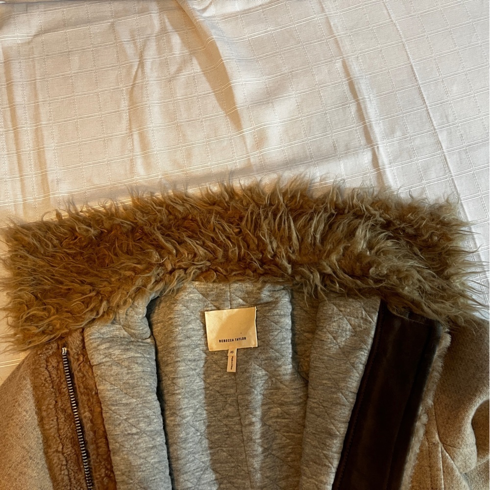 Designer Rebecca Taylor Real Shearling Lamb's Wool Penny Lane Winter Coat - Picture 14 of 16